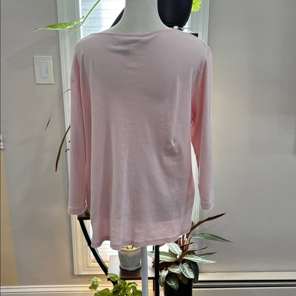 🦒 Karen Scott Pink Embellished V Neck Top size 0X - Picture 5 of 6